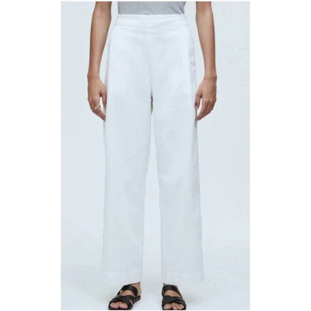 Madewell White Cropped Wide-Leg Pants